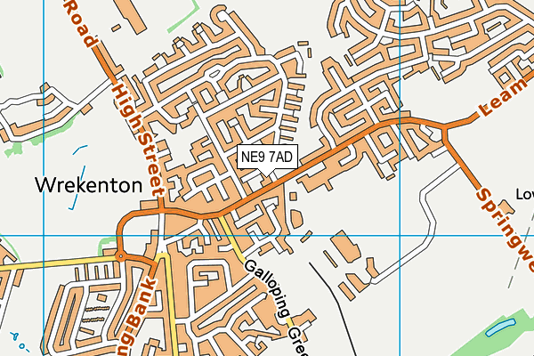 NE9 7AD map - OS VectorMap District (Ordnance Survey)