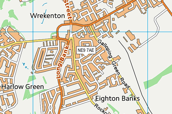NE9 7AE map - OS VectorMap District (Ordnance Survey)