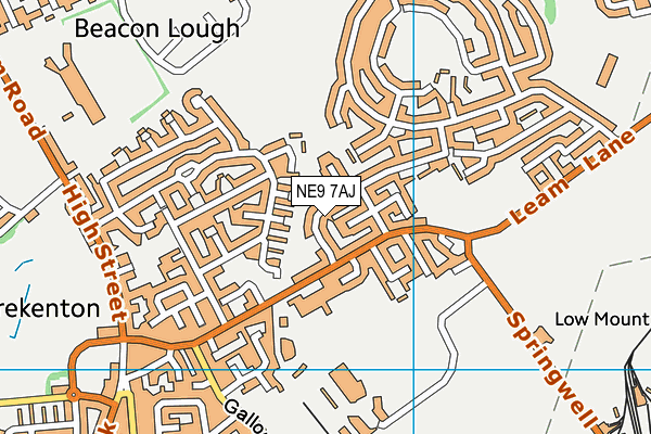 NE9 7AJ map - OS VectorMap District (Ordnance Survey)