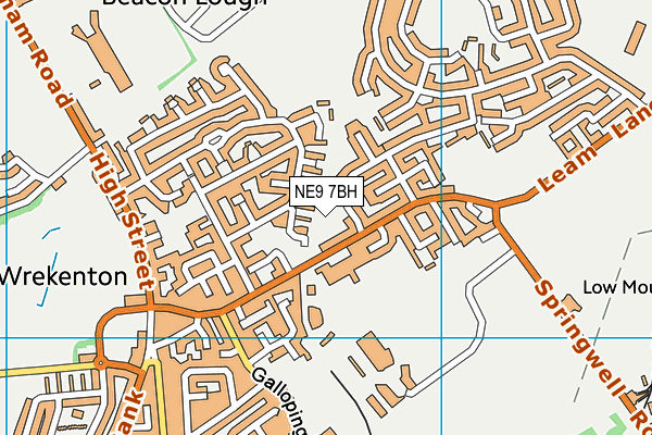NE9 7BH map - OS VectorMap District (Ordnance Survey)