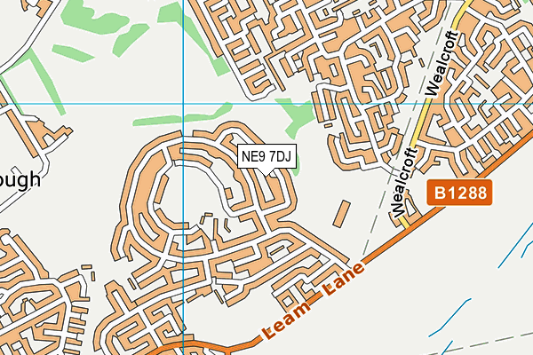NE9 7DJ map - OS VectorMap District (Ordnance Survey)