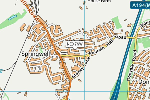 NE9 7NW map - OS VectorMap District (Ordnance Survey)