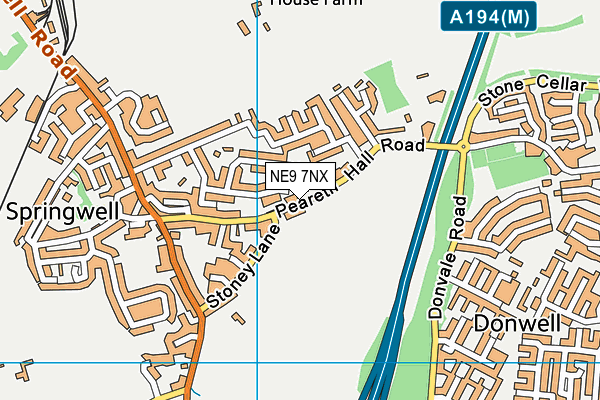NE9 7NX map - OS VectorMap District (Ordnance Survey)
