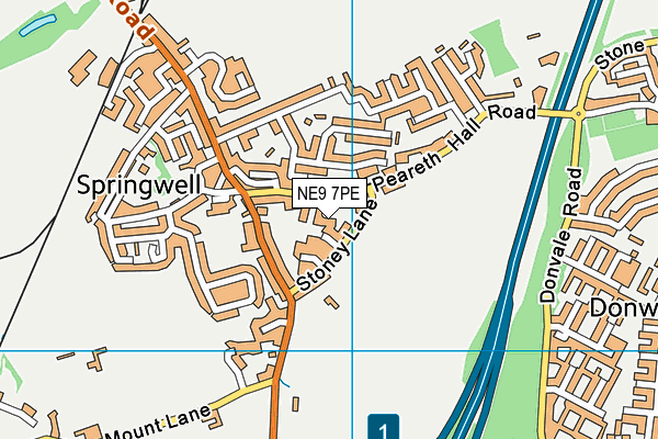 NE9 7PE map - OS VectorMap District (Ordnance Survey)