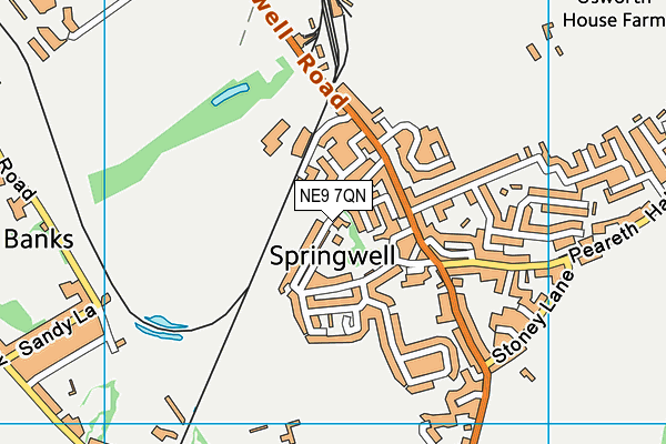 NE9 7QN map - OS VectorMap District (Ordnance Survey)