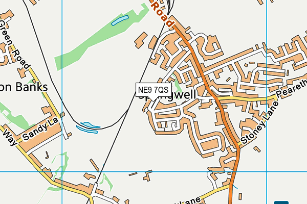 NE9 7QS map - OS VectorMap District (Ordnance Survey)