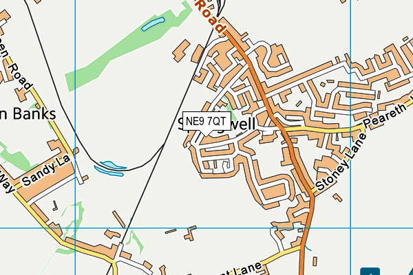 NE9 7QT map - OS VectorMap District (Ordnance Survey)