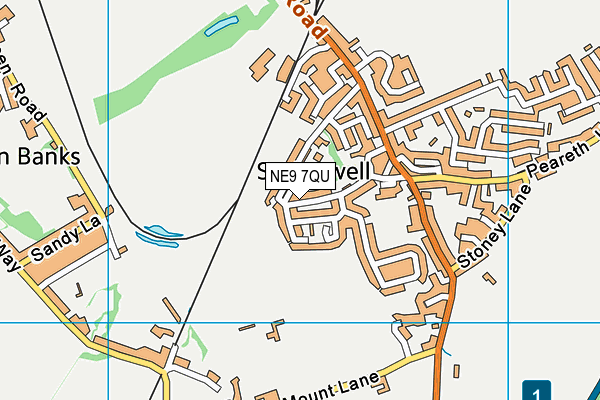 NE9 7QU map - OS VectorMap District (Ordnance Survey)
