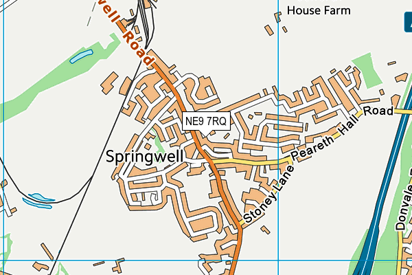 NE9 7RQ map - OS VectorMap District (Ordnance Survey)