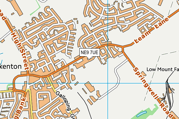 NE9 7UE map - OS VectorMap District (Ordnance Survey)