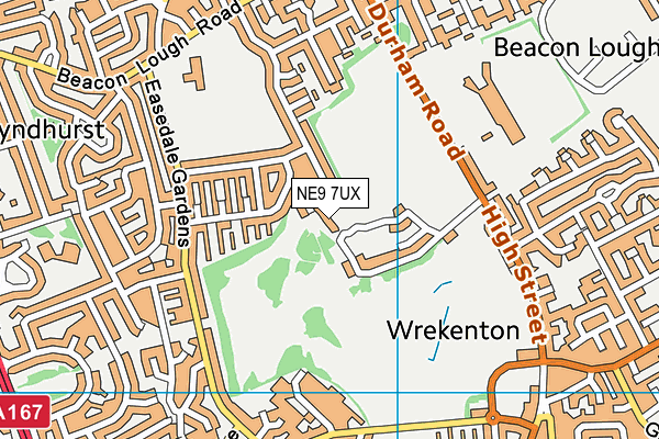 NE9 7UX map - OS VectorMap District (Ordnance Survey)