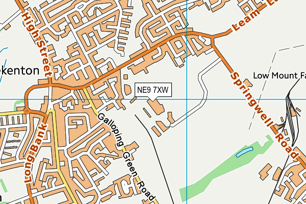 NE9 7XW map - OS VectorMap District (Ordnance Survey)