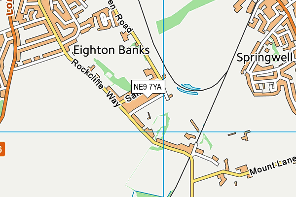 NE9 7YA map - OS VectorMap District (Ordnance Survey)