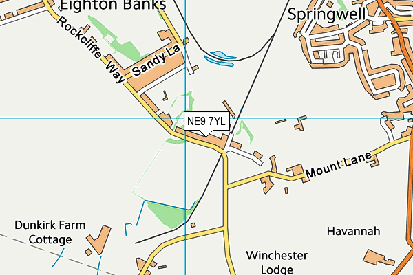 NE9 7YL map - OS VectorMap District (Ordnance Survey)