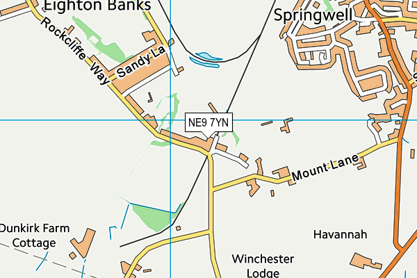 NE9 7YN map - OS VectorMap District (Ordnance Survey)