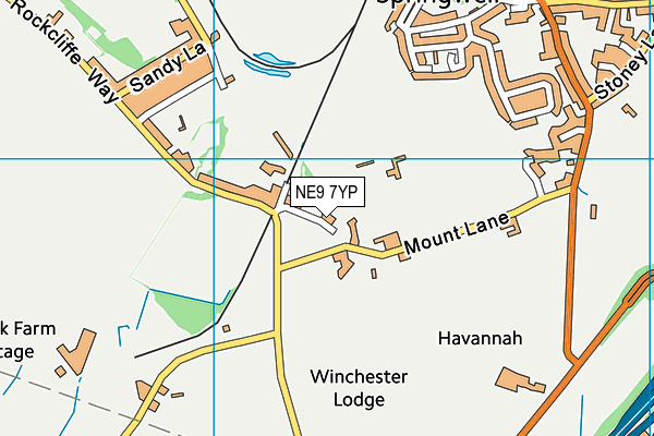 NE9 7YP map - OS VectorMap District (Ordnance Survey)
