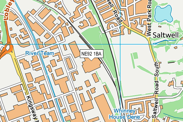 NE92 1BA map - OS VectorMap District (Ordnance Survey)