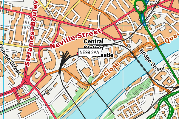 NE99 2AA map - OS VectorMap District (Ordnance Survey)