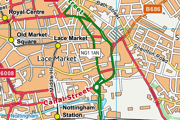 NG1 1AN map - OS VectorMap District (Ordnance Survey)