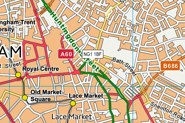 NG1 1BF map - OS VectorMap District (Ordnance Survey)