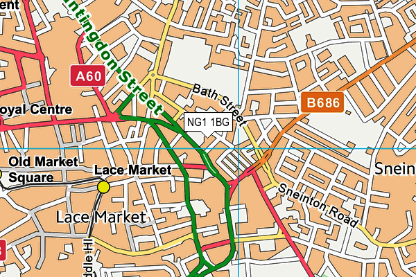 NG1 1BG map - OS VectorMap District (Ordnance Survey)