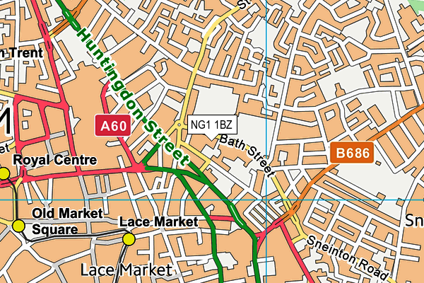 NG1 1BZ map - OS VectorMap District (Ordnance Survey)