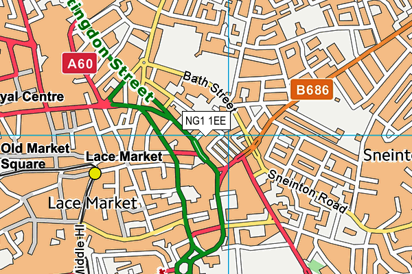 NG1 1EE map - OS VectorMap District (Ordnance Survey)