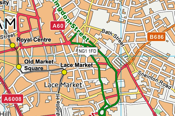 NG1 1FD map - OS VectorMap District (Ordnance Survey)