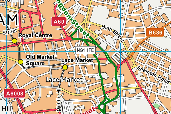 NG1 1FE map - OS VectorMap District (Ordnance Survey)