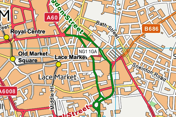 NG1 1GA map - OS VectorMap District (Ordnance Survey)