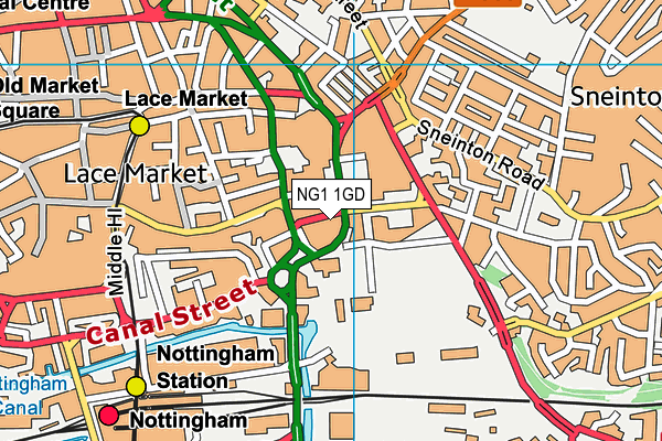 NG1 1GD map - OS VectorMap District (Ordnance Survey)