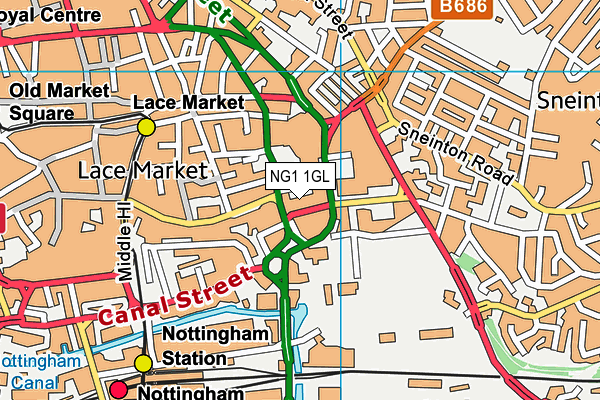 NG1 1GL map - OS VectorMap District (Ordnance Survey)