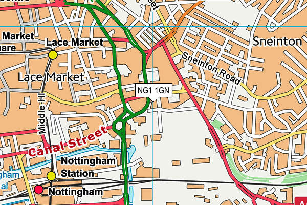 NG1 1GN map - OS VectorMap District (Ordnance Survey)