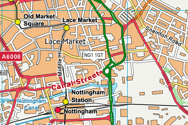 NG1 1GT map - OS VectorMap District (Ordnance Survey)