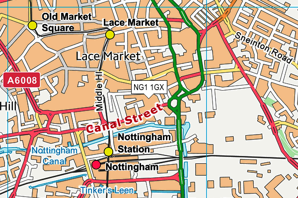 NG1 1GX map - OS VectorMap District (Ordnance Survey)