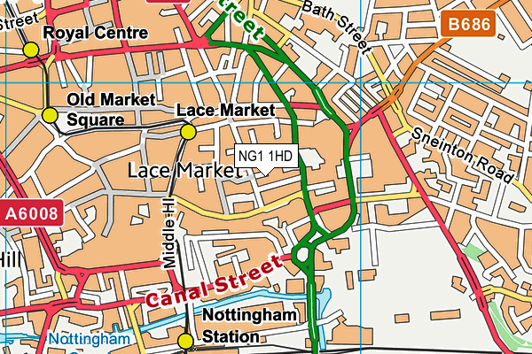 NG1 1HD map - OS VectorMap District (Ordnance Survey)