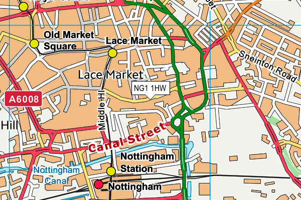 NG1 1HW map - OS VectorMap District (Ordnance Survey)