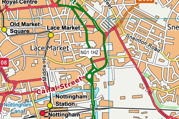 NG1 1HZ map - OS VectorMap District (Ordnance Survey)