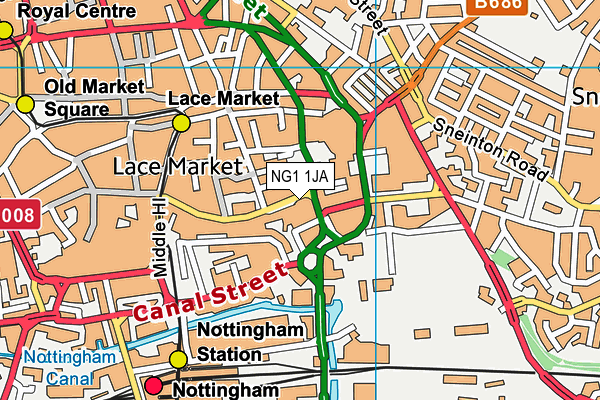 NG1 1JA map - OS VectorMap District (Ordnance Survey)