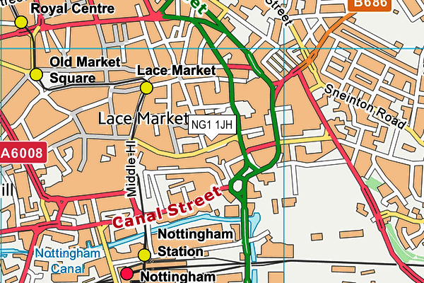 NG1 1JH map - OS VectorMap District (Ordnance Survey)