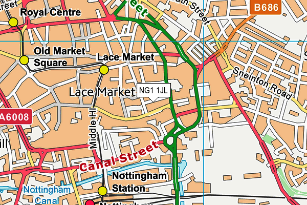 NG1 1JL map - OS VectorMap District (Ordnance Survey)