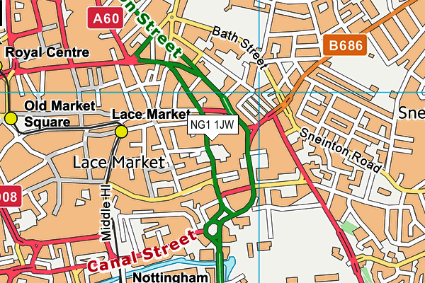 NG1 1JW map - OS VectorMap District (Ordnance Survey)