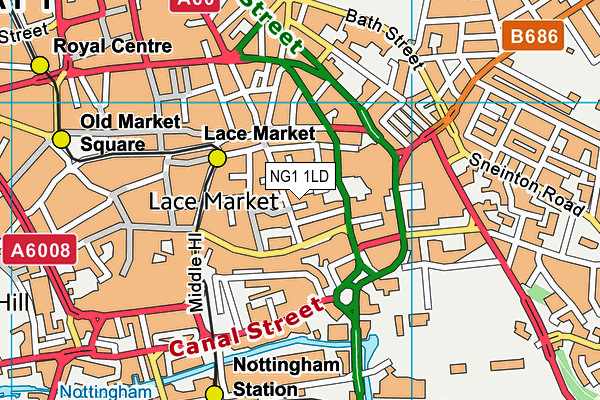 NG1 1LD map - OS VectorMap District (Ordnance Survey)