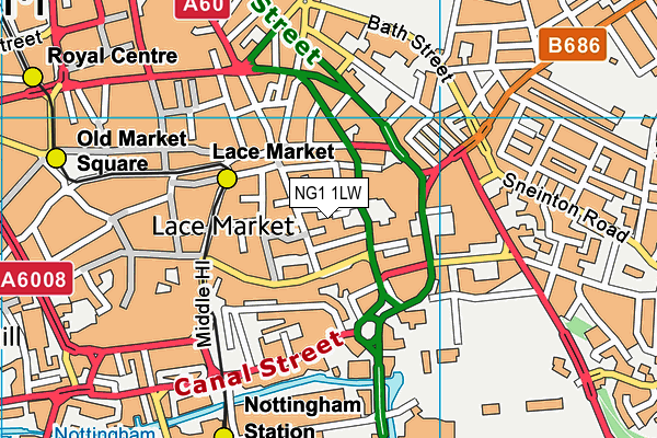 NG1 1LW map - OS VectorMap District (Ordnance Survey)