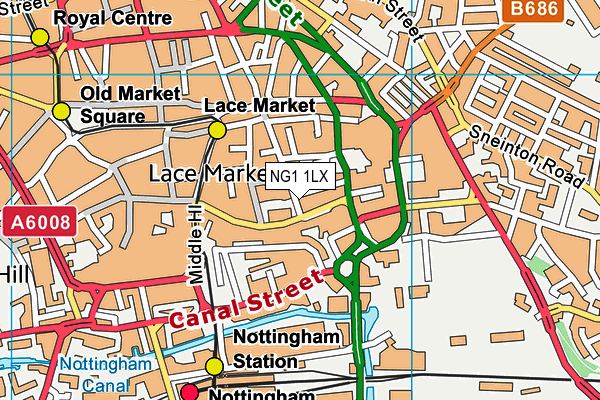 NG1 1LX map - OS VectorMap District (Ordnance Survey)