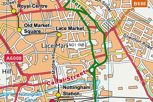 NG1 1NB map - OS VectorMap District (Ordnance Survey)