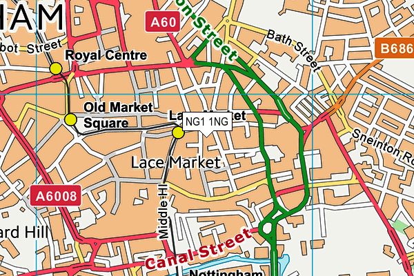 Nottingham College map (NG1 1NG) - OS VectorMap District (Ordnance Survey)