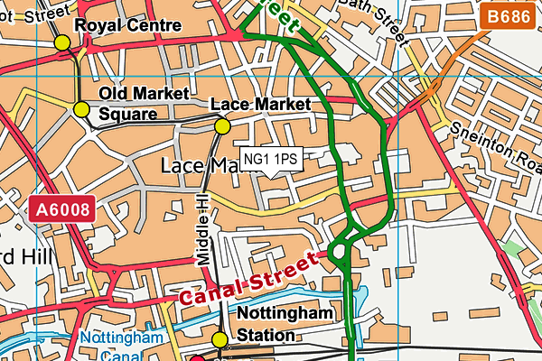 NG1 1PS map - OS VectorMap District (Ordnance Survey)