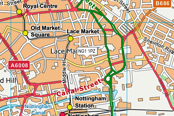 NG1 1PZ map - OS VectorMap District (Ordnance Survey)