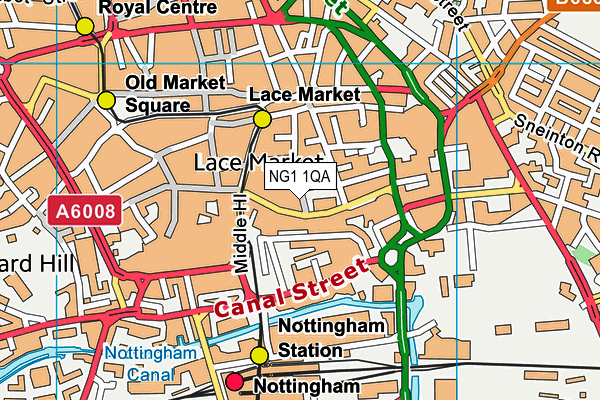 NG1 1QA map - OS VectorMap District (Ordnance Survey)